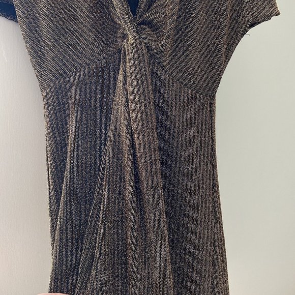 Show Me Your Mumu Size XS Get Twisted Mini Dress Gold Hourglass Short Sleeves - Picture 12 of 12